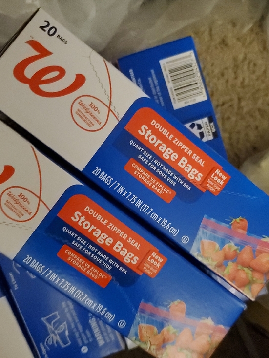 walgreens Other - (2Boxes)Quart Storage Bags Double Zipper Seal Quart - Blue